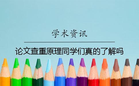 论文查重原理同学们真的了解吗